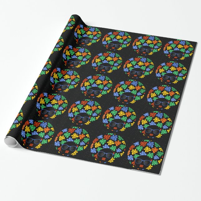 Farbige Afro-Liebe Geschenkpapier (Ungerollt)