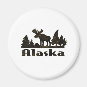 Farbige alaskische Elch-Monoszene Magnet