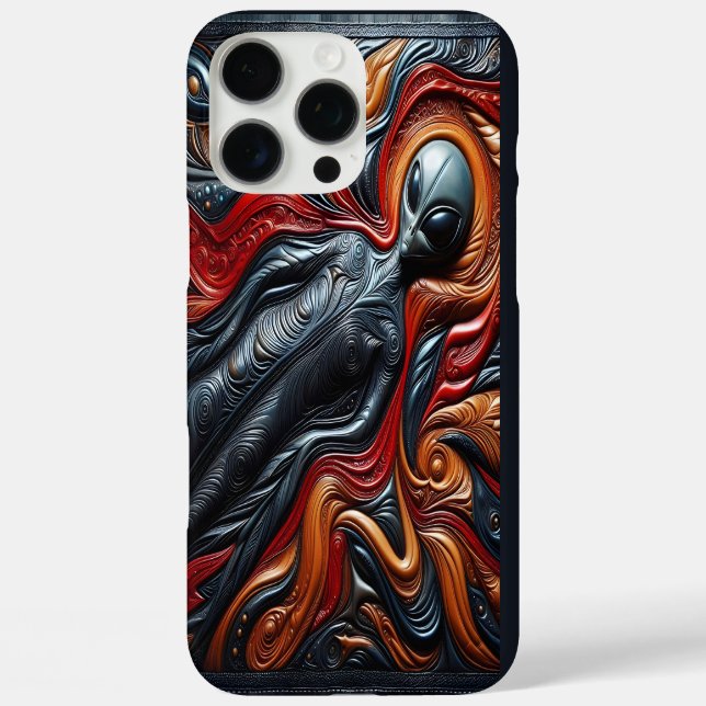 Farbige Alien iPhone 16 Pro Max Hülle (Rückseite)