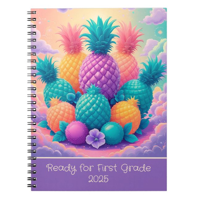 Farbige Ananas für 1. Klasse 2025 Notizblock (Vorderseite)