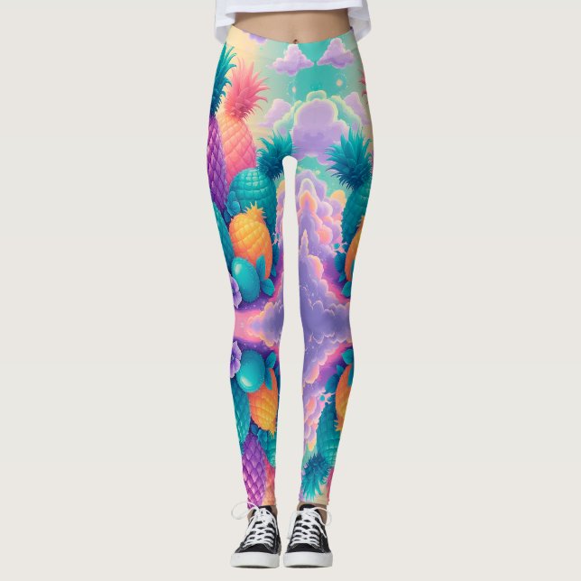 Farbige Ananas Leggings (Vorderseite)