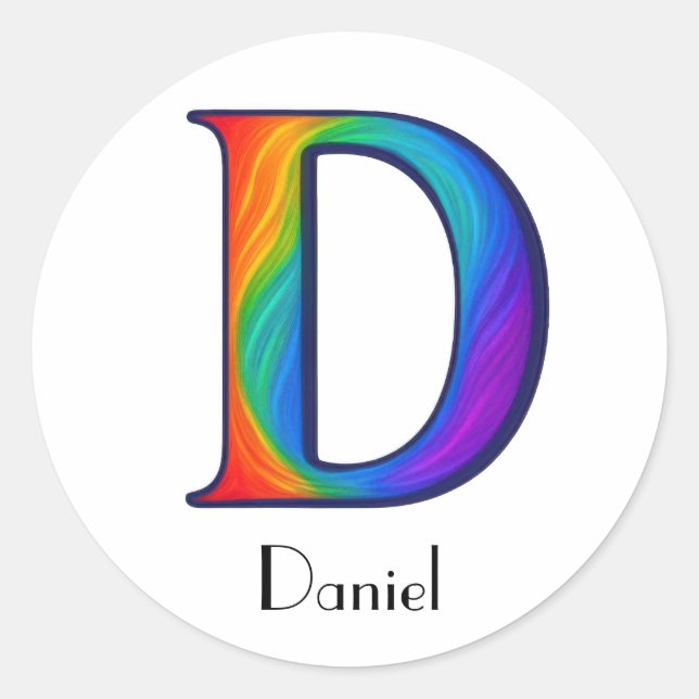 Farbige Anfangsbuchstabe D Aufkleber (Vorderseite)