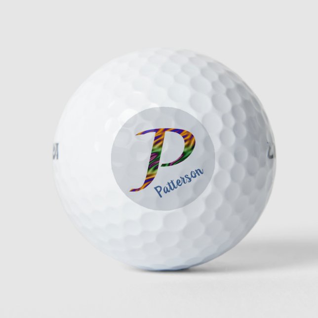 Farbige Anfangsbuchstaben für Monogramm-P-Krawatte Golfball (Vorderseite)