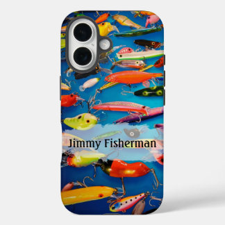 Farbige Angelköder - Name personalisieren iPhone 16 Hülle
