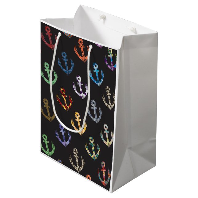 Farbige Anker Mittlere Geschenktüte (Vorderseite Schrägansicht)