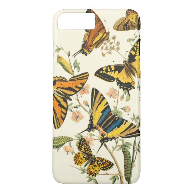 Farbige Ansammlung von Schmetterlingen und Raupen Case-Mate iPhone Hülle (Rückseite)