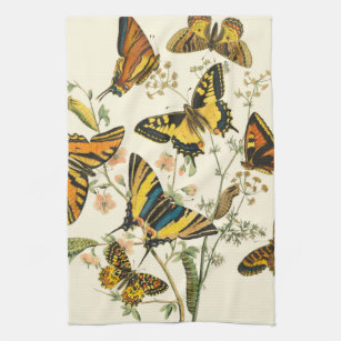 Farbige Ansammlung von Schmetterlingen und Raupen Handtuch
