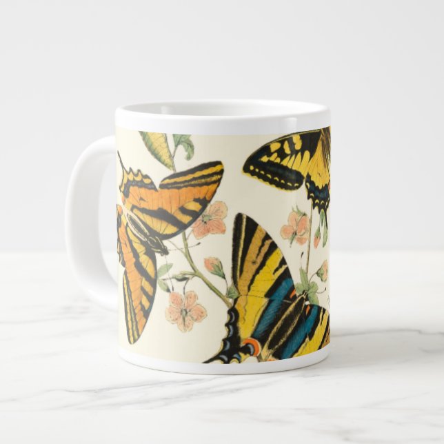 Farbige Ansammlung von Schmetterlingen und Raupen Jumbo-Tasse (Vorderseite Links)