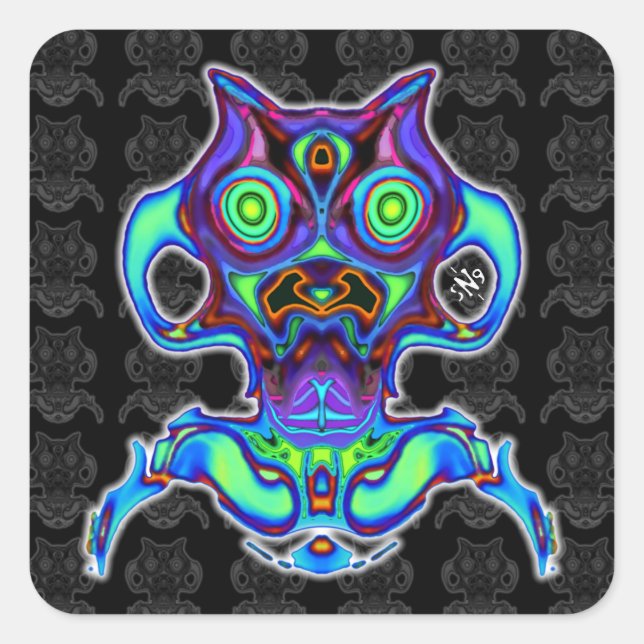 Farbige antike Raumdol v3.1 Quadratischer Aufkleber (Vorderseite)