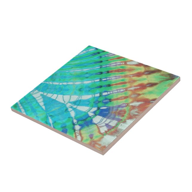 Farbige Aquamarin-braune Abstrakte moderne Batik-G Fliese (Seite)