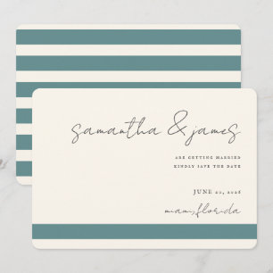 Farbige, Aquamarine Streifen Handgeschriebenes Skr Save The Date