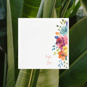 Farbige Aquarell-Blumen-Bridal-Shower-Luncheon Serviette