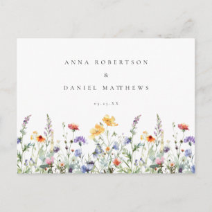 Farbige Aquarell-Blumen-Hochzeit-RSVP Postkarte