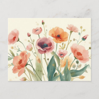 Farbige Aquarell-Blumen-Postkarte Postkarte