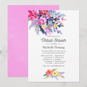 Farbige Aquarell-Blumen-Virtual-Baby-Party Einladung
