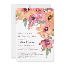 Farbige Aquarell-Blumengarten-Hochzeitsbrunch