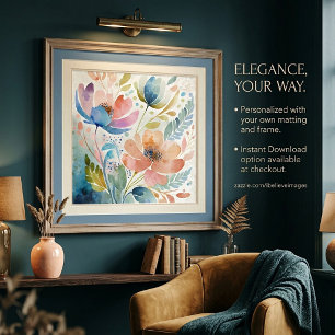 Farbige Aquarell-Blumenkunst Poster
