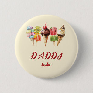 Farbige Aquarell-Eiscreme Süßer werdender Vater Button