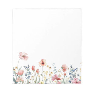Farbige Aquarell-Frühlingsblüten Florales Notizbuc Notizblock