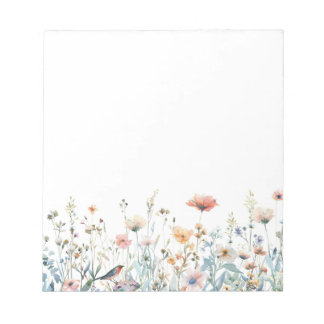Farbige Aquarell-Frühlingsblüten Florales Notizbuc Notizblock