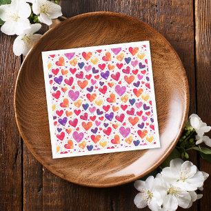 Farbige Aquarell-Herzen Muttertag Serviette