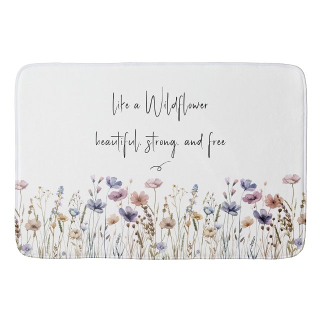 Farbige Aquarell-Wildblume Badematte (Vorderseite)