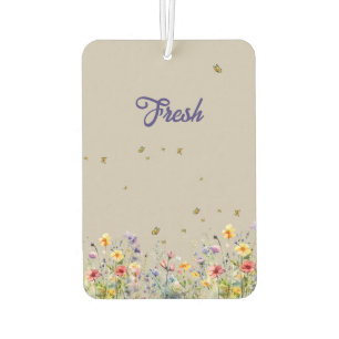 Farbige Aquarell-Wildblume mit Schmetterling Autolufterfrischer
