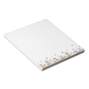 Farbige Aquarell-Wildblume mit Schmetterling Notizblock