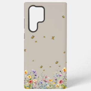 Farbige Aquarell-Wildblume mit Schmetterling Samsung Galaxy Hülle