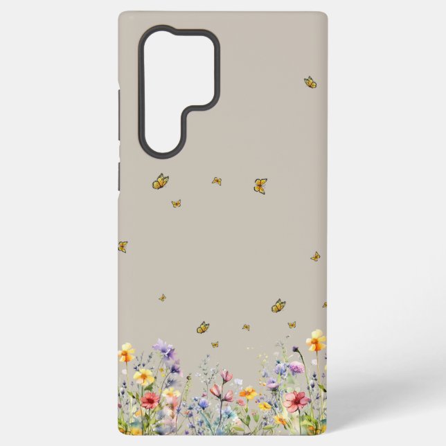 Farbige Aquarell-Wildblume mit Schmetterling Samsung Galaxy Hülle (Rückseite)
