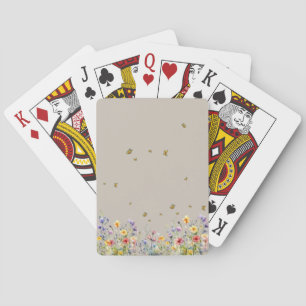 Farbige Aquarell-Wildblume mit Schmetterling Spielkarten