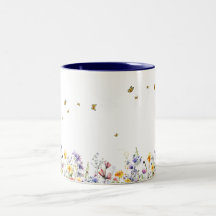 Farbige Aquarell-Wildblume mit Schmetterling