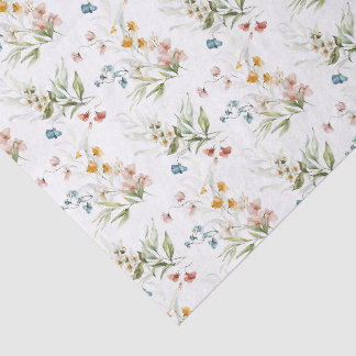 Farbige Aquarell-Wildblumen 1600er Kunst Seidenpapier