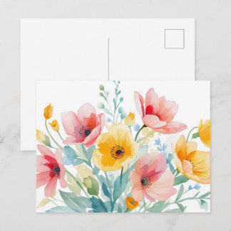 Farbige Aquarell-Wildblumen-Postkarte Postkarte
