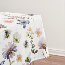 Farbige Aquarell-Wildblumen-Schmetterling & Biene