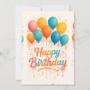Farbige Aquarellballons Geburtstagskarte