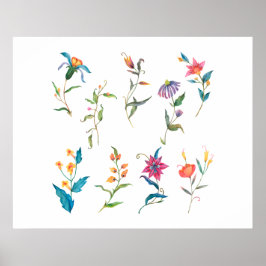 Farbige Aquarellblume II Poster