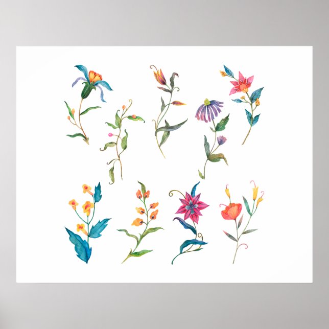 Farbige Aquarellblume II    Poster (Vorne)