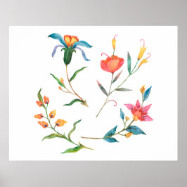Farbige Aquarellblume Poster
