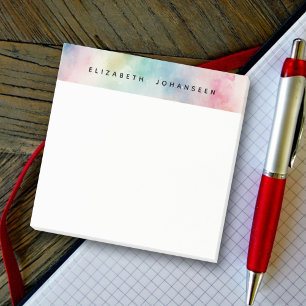 Farbige Aquarellfarbe, schwarze Typografie Post-it Klebezettel