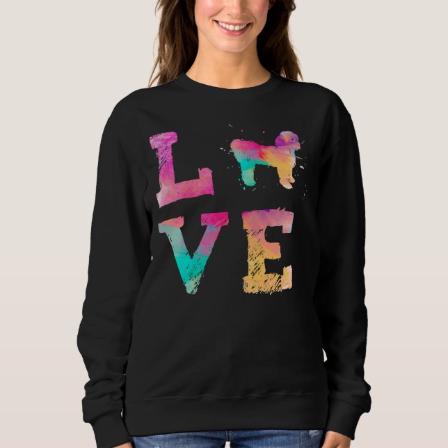 Farbige Aquarellfarbe Shih Tzu Kurze Clip Liebe R Sweatshirt (Vorderseite)