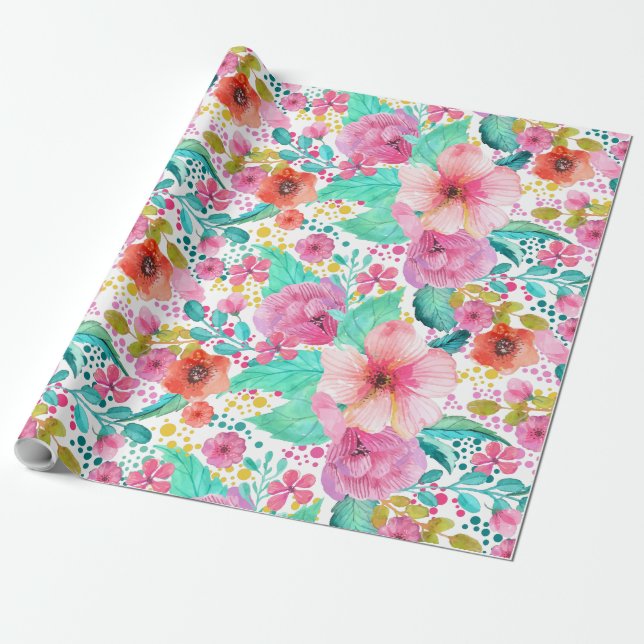 Farbige Aquarellfarben-Blume Geschenkpapier (Ungerollt)