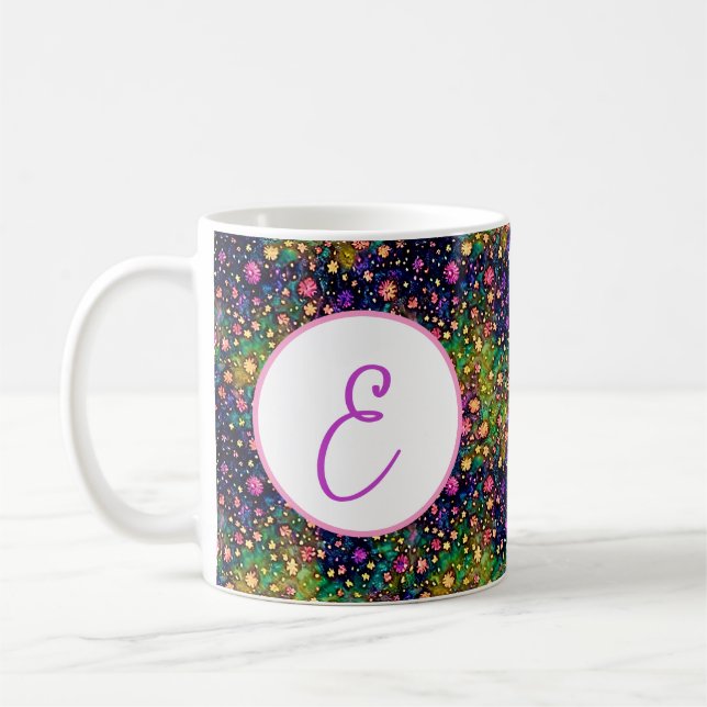 Farbige Aquarellfarben-Blume Kaffeetasse (Links)