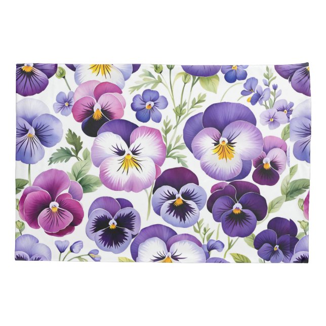 Farbige Aquarellfarben Blume Weißer Hintergrund Kissenbezug (Rückseite)