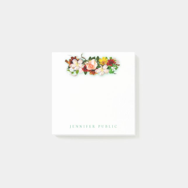 Farbige Aquarellfarben Hübsche Blume Rose Post-it Klebezettel (Vorderseite)