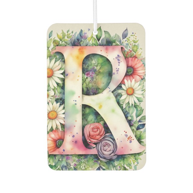 Farbige Aquarellfarben Personalisierte Monogramm-B Autolufterfrischer (Vorderseite)
