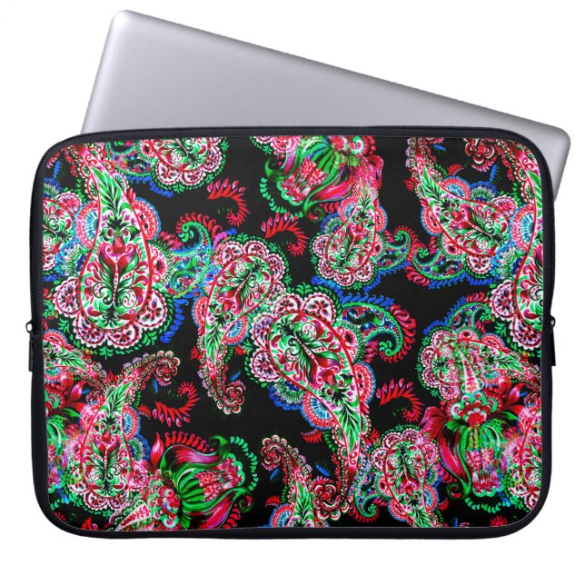 Farbige Aquarellfarbenpaisley-Blumenillustrierung  Laptopschutzhülle (Vorderseite)