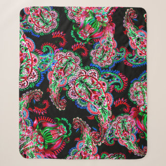 Farbige Aquarellfarbenpaisley-Blumenillustrierung Sherpadecke