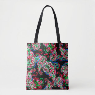 Farbige Aquarellfarbenpaisley-Blumenillustrierung Tasche