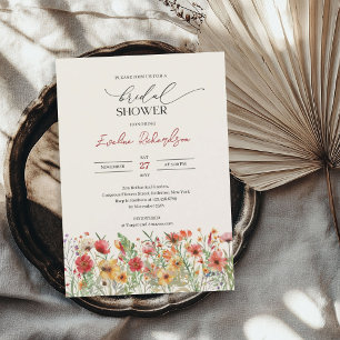 Farbige Aquarellfeder-Wildblumen bridal Einladung